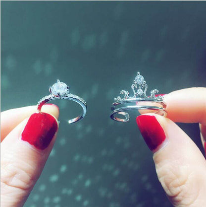 Fashion Two in one Micro-inlaid zircon Crown Adjustable Ring