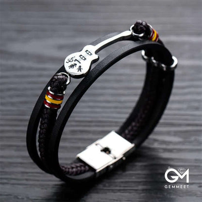 Men's Musician Guitar Leather Bracelet