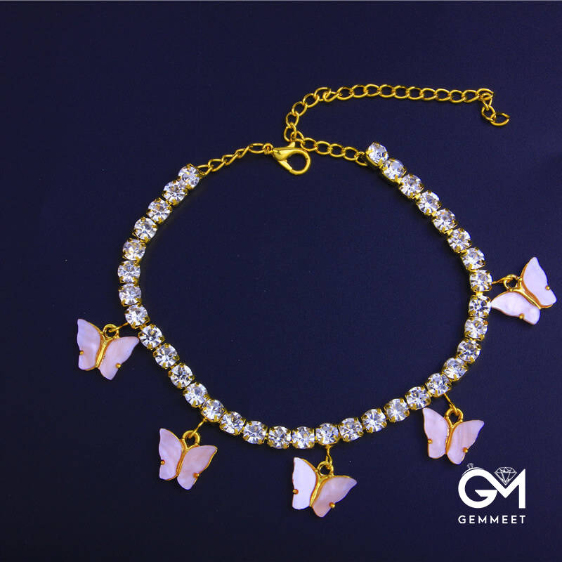 Beach Zircon Resin Butterfly Anklet