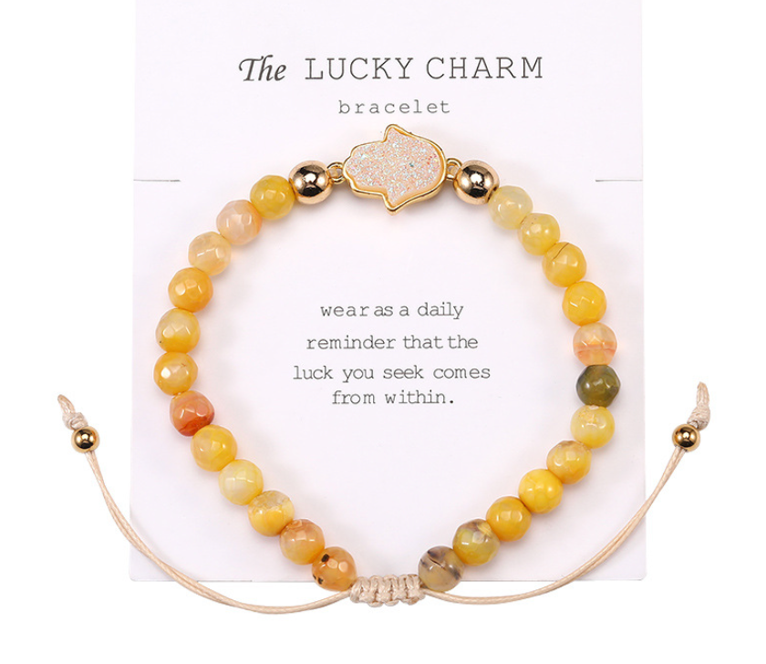 Hamsa Faceted Natural Crystal Bracelet