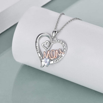 "I Love Your Forever" - Mom With Heart Necklace