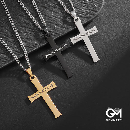 Titanium Steel Cross Pendant Necklace