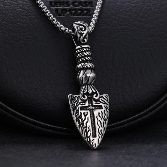 Stainless Steel Cross Spear Pendant