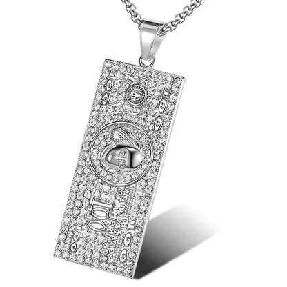 Hip-hop Gold-plated Zircon Dollar Pendant