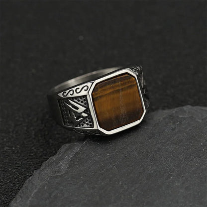 Retro Viking Faith Tiger Eye Ring