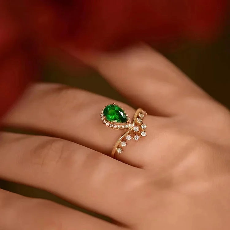 Dainty Emerald With Zircon Ring