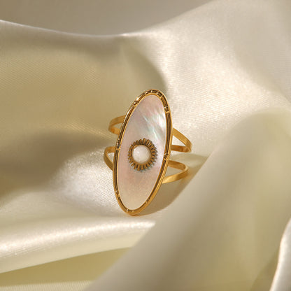 French Vintage Natural Stone Horse Eye Shape Ring