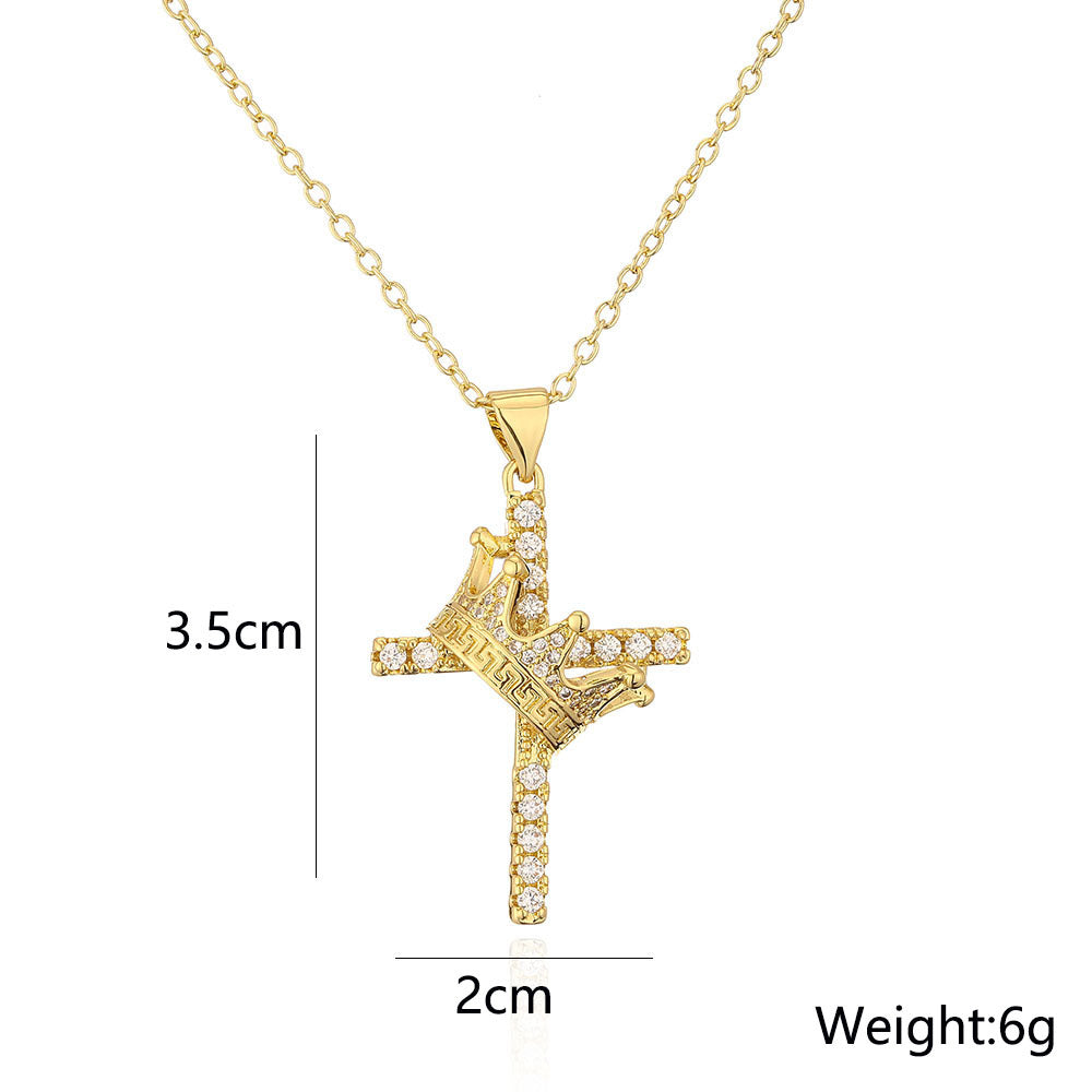 3 Style Full Stones Cross Pendant Necklace