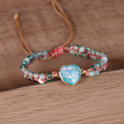 Heart-Shaped Double Woven Turquoise Bracelet