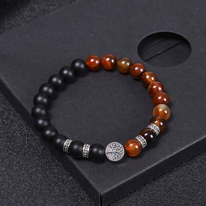 Tiger Eye With Tree Of Life Bracelet