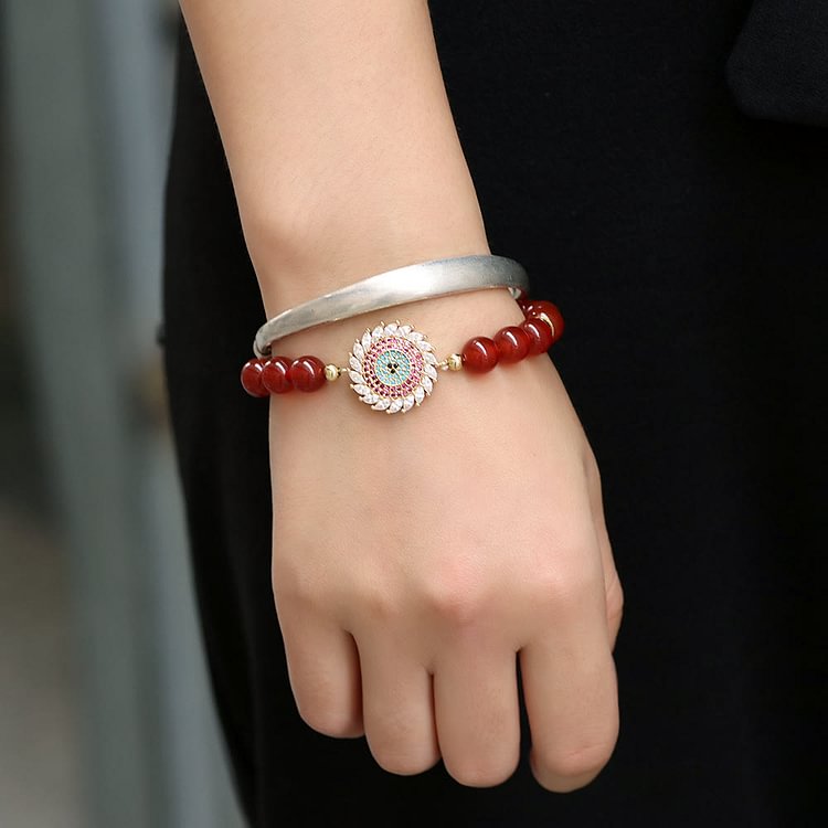 Red Agate Hand Beaded Bracelet