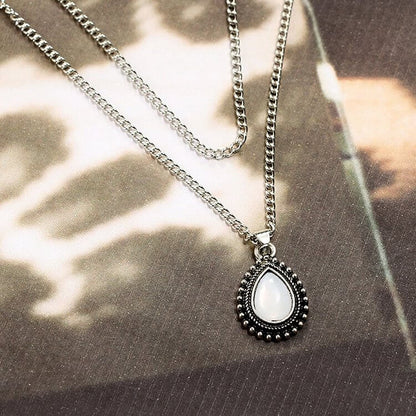 Drip Shape Moonstone Double Choker Necklace