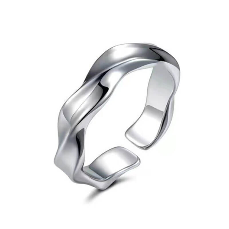 Adjustabl Distorted Texture Mobius Ring