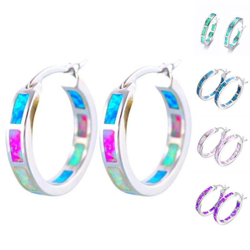 Creative Round Color Opal Earrings