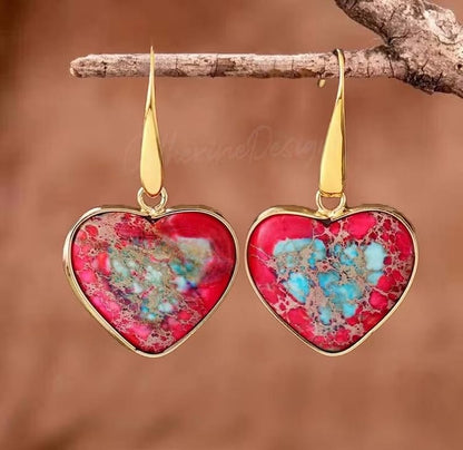 Oyster Turquoise Heart Shape Pendant Earrings