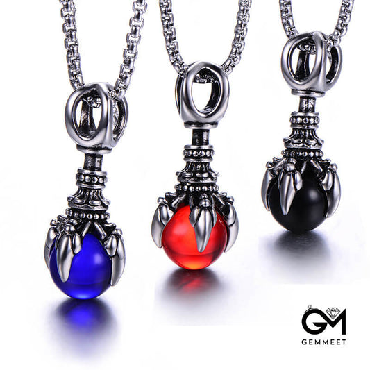 Stainless Steel Diamond Pestle Glass Bead Necklace