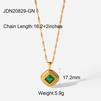 Cushion Type Halo Pendant Chain Necklace