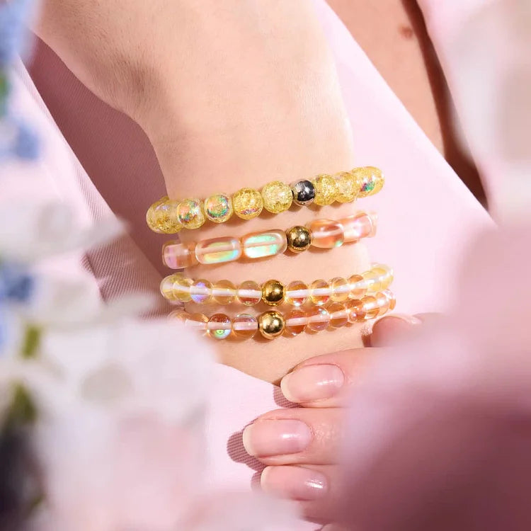 Pale Yellow Crystal Glass Bead Bracelet