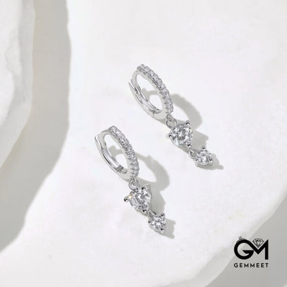 S925 Sterling Silver Simple White Zircon Earrings