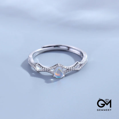 Simple Moonstone Couple Ring