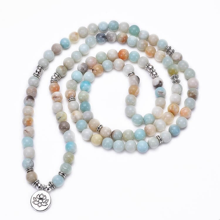 Moonstone Lotus Tree Of Life OM Buddha Symbol Mala