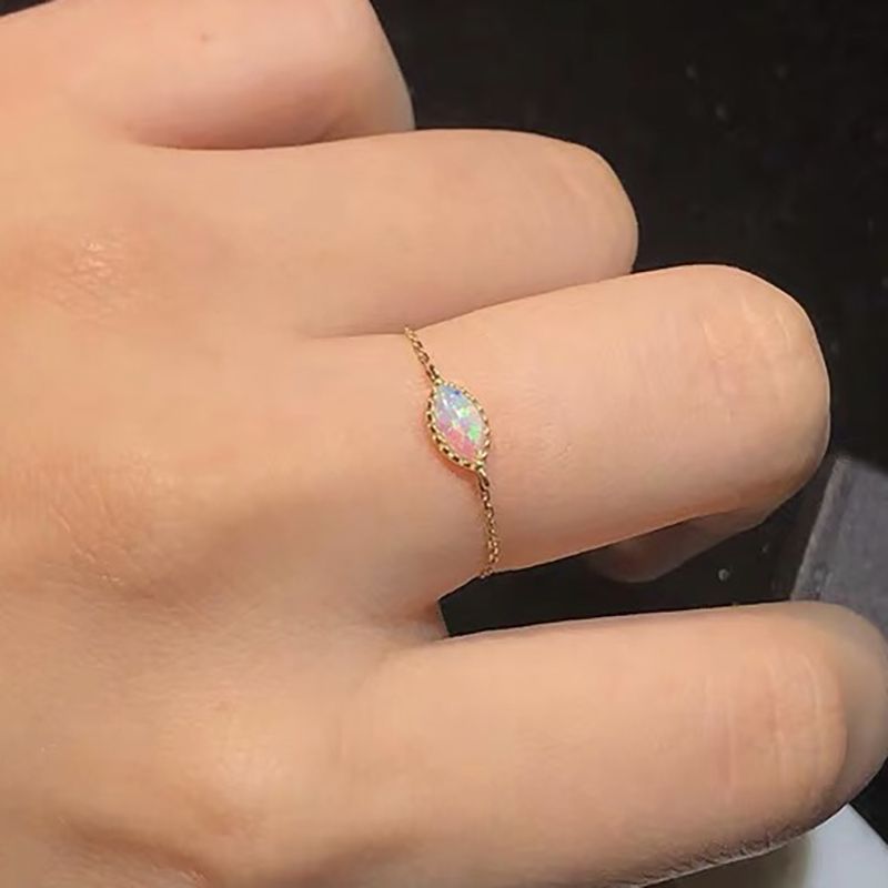 Marquise Chain Faux Opal Ring