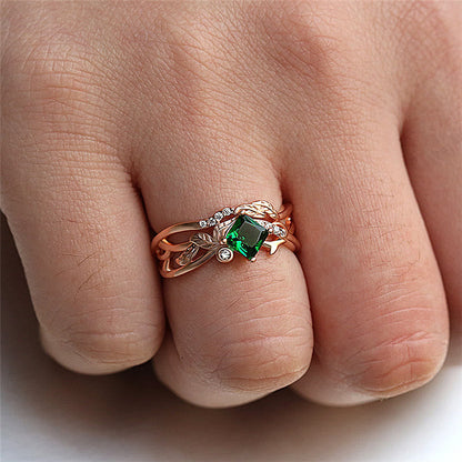 Fantasy Nature Inspired Stackeing Emerald Ring