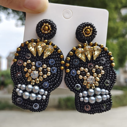 Halloween Masquerade Skull Handmade Bead Earrings