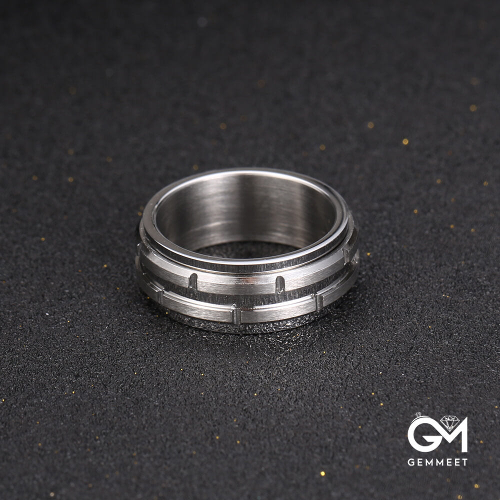 Stainless Steel Simple Turnable Punk Ring