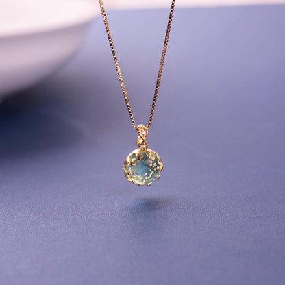 Simple Sky Blue Crystal Pendant Necklace