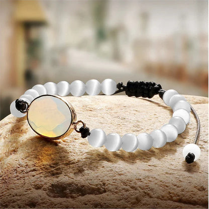 Cat's Eye Stone Beaded Opalite Bracelet