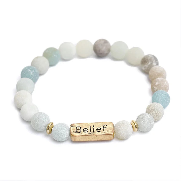 Natural Gemstone Belief Engraving Bracelet