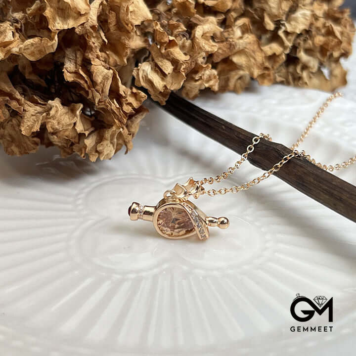 "Magic Water" - Mysterious Citrine Bottle Necklace