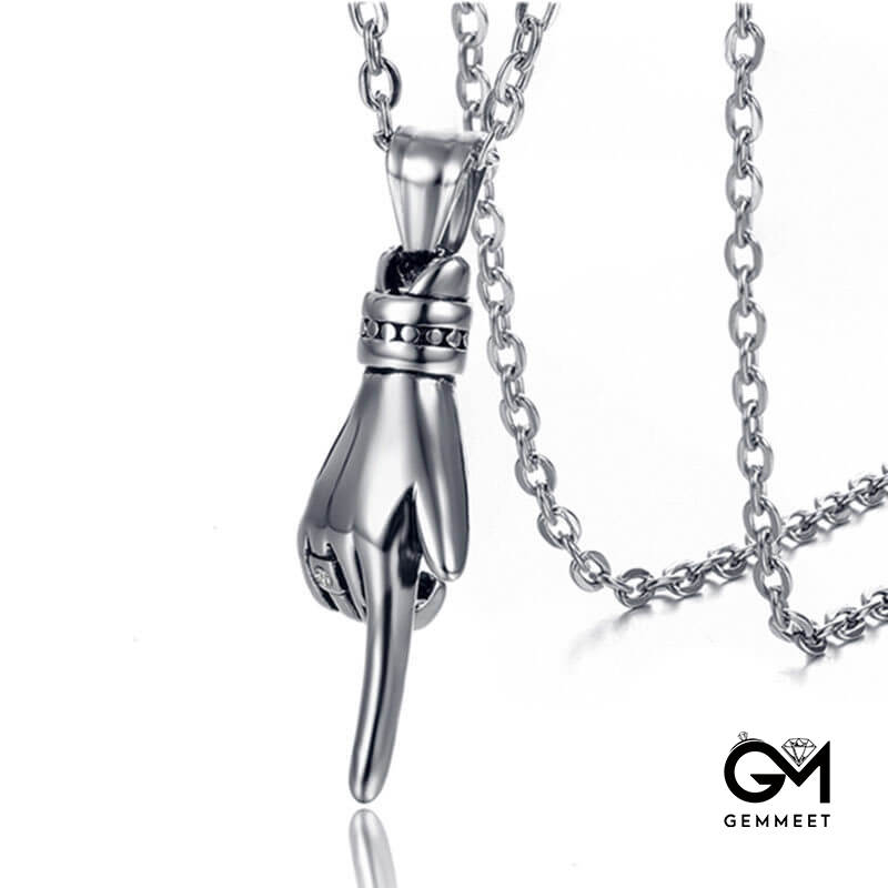 Stainless Steel Finger Pendant Necklace