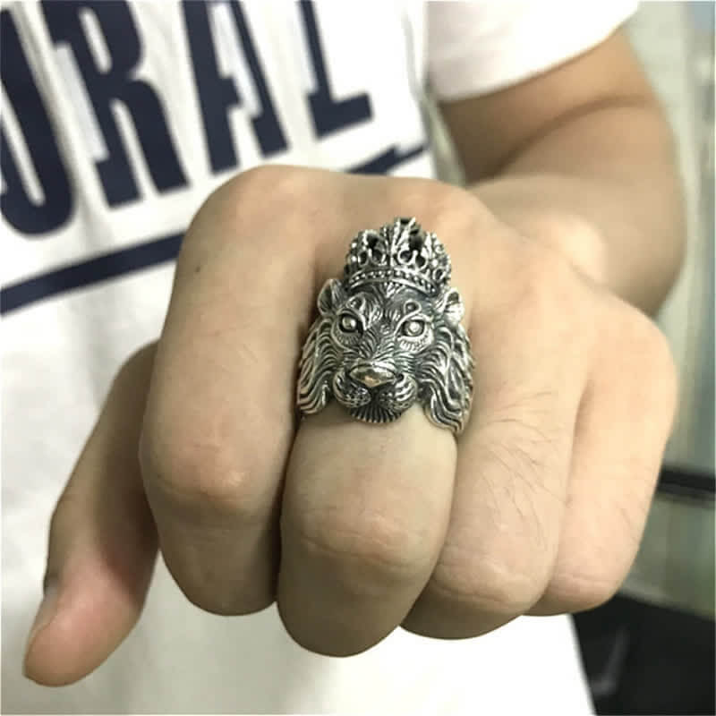 Men's Gothic Crown Lion Ring