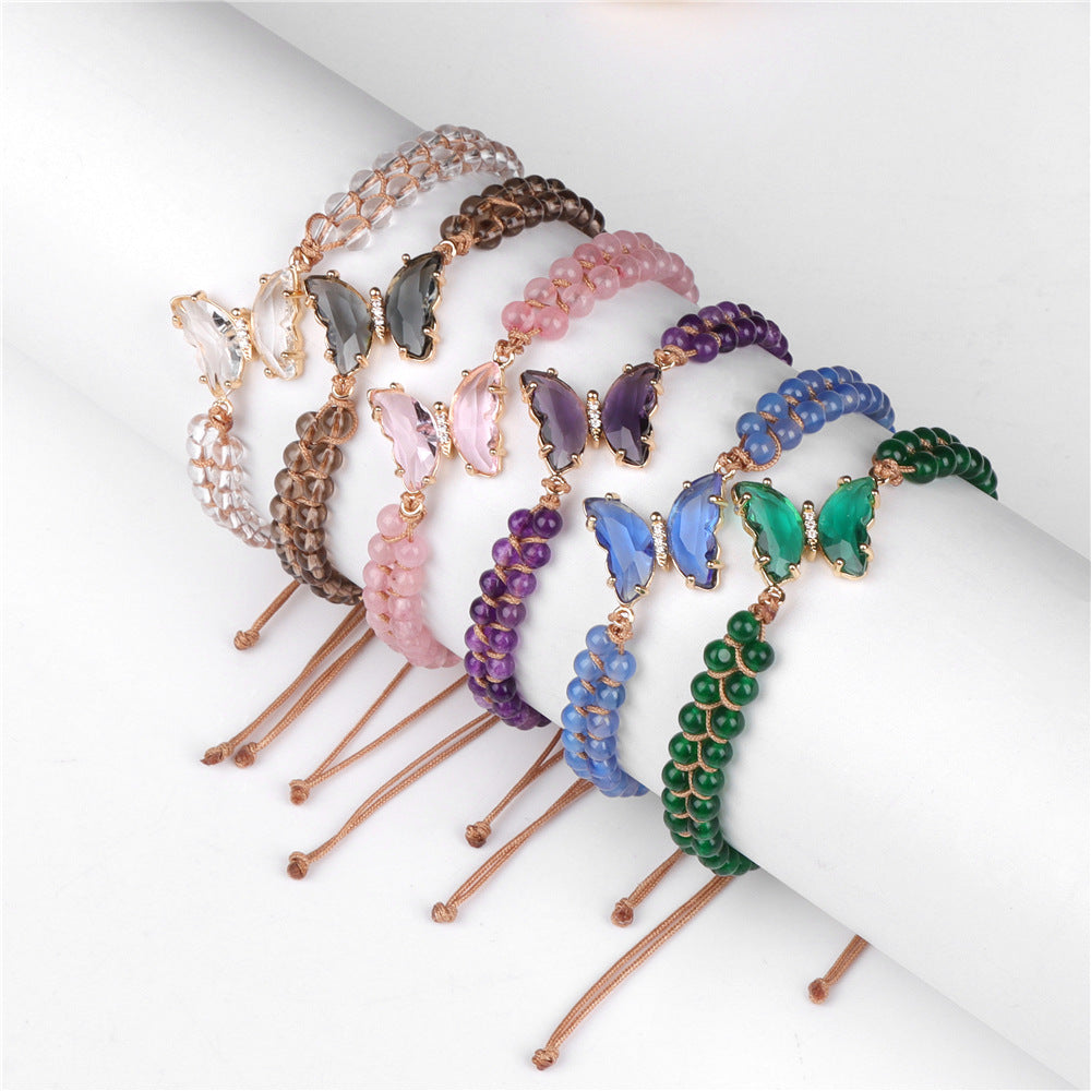 Butterfly Woven Natural Crystal Bracelet