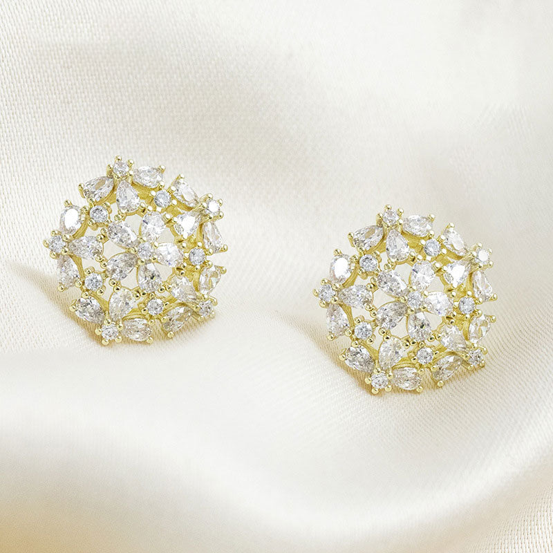 925 Silver Pin K-plated Gold Fireworks Earrings