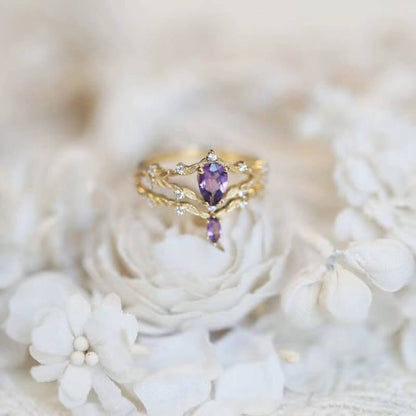 Vintage Floral Veiled Amethyst Ring