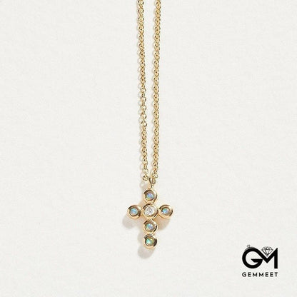 Opal Evil Eye Cross Pendant Necklace