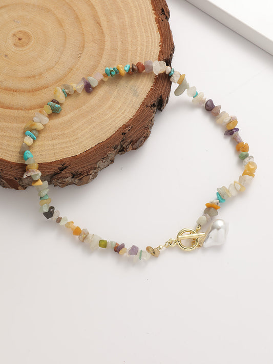 African Agate Irregular Full Stones Link Necklace