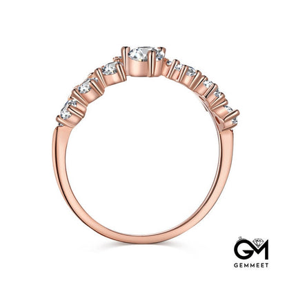 S925 Sterling Silver V-shaped Zircon Rose Gold Ring