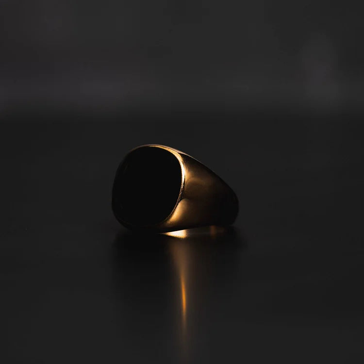 Vintage Styled Black Obsidian Signet Ring