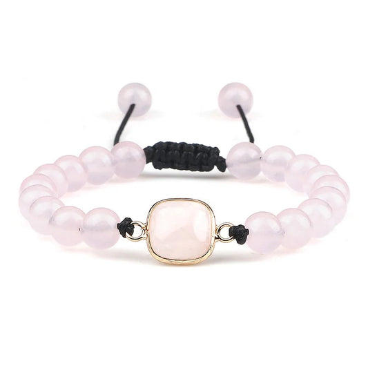 Rose Quartz Stone Beaded Opalite Bracelet