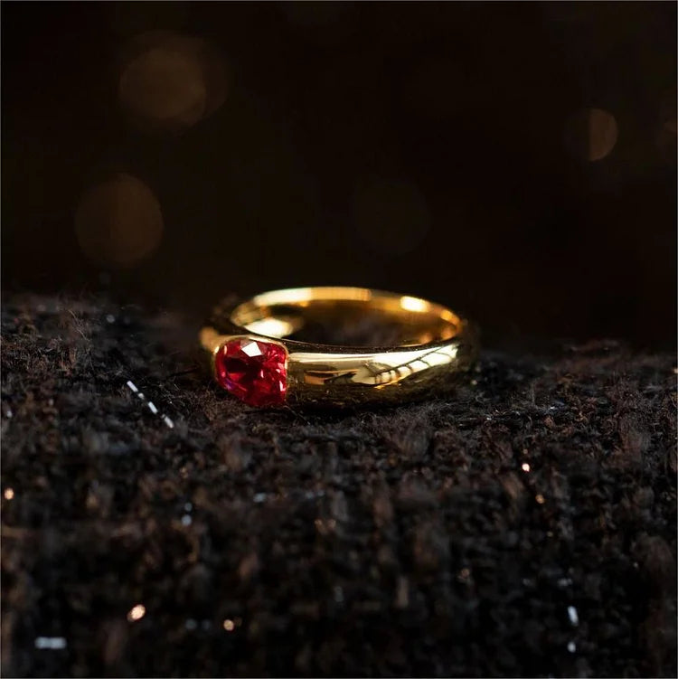 Garnet Gold Plated Minimalist Luxury Ring