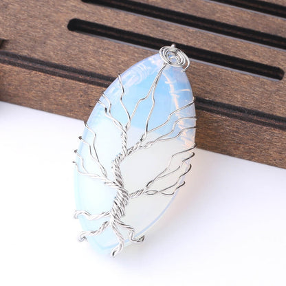 Crystal Stone Tree of Life Pendant