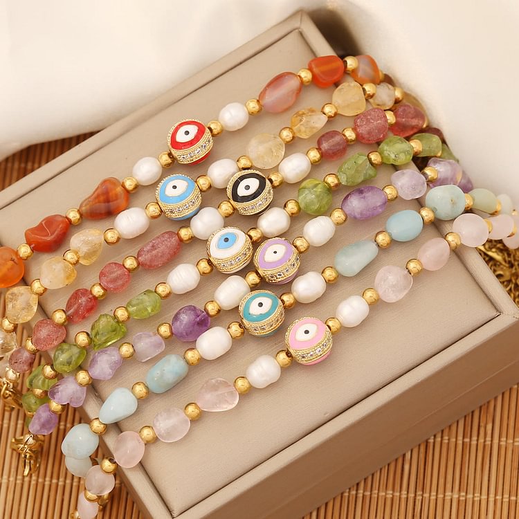 Trendy Natural Stone Evil Eye Bracelet