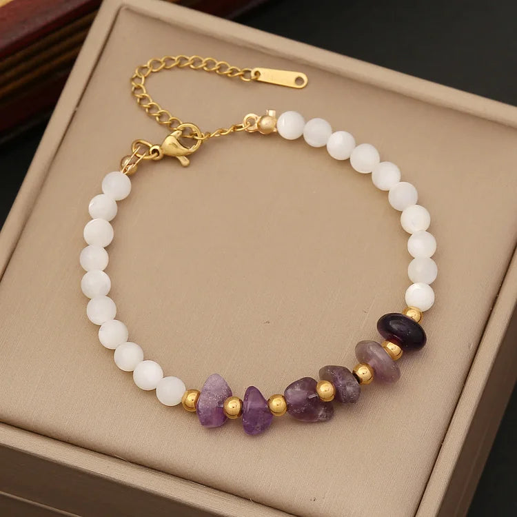 Natural Irregular Stone & Shell Jewelry Bracelet