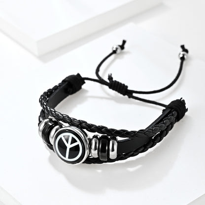 Sunflower Daisy Stainless Steel Leather Strap Bracelet