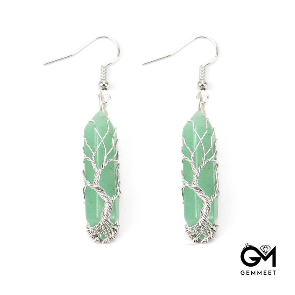 Crystal Hexagonal Tree of Life Alloy Earrings