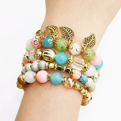 Bohemian Leaf Pendant Accessories Multilayer Bracelet Set